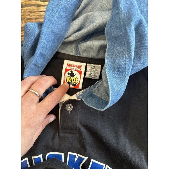 Disney Mickey The One and Only Pull Over Denim Hoodie Boys Medium - Picture 12 of 12
